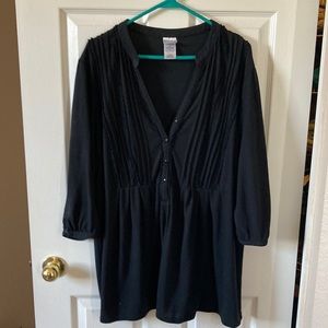 Just My Size Black 3/4 Sleeve Babydoll Top